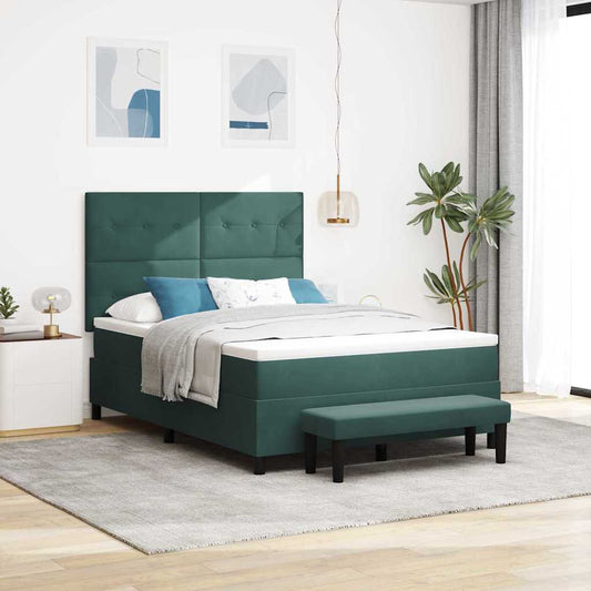 Letto a molle con testiera Verde scuro 200 x 140 cm Velluto | homemem39