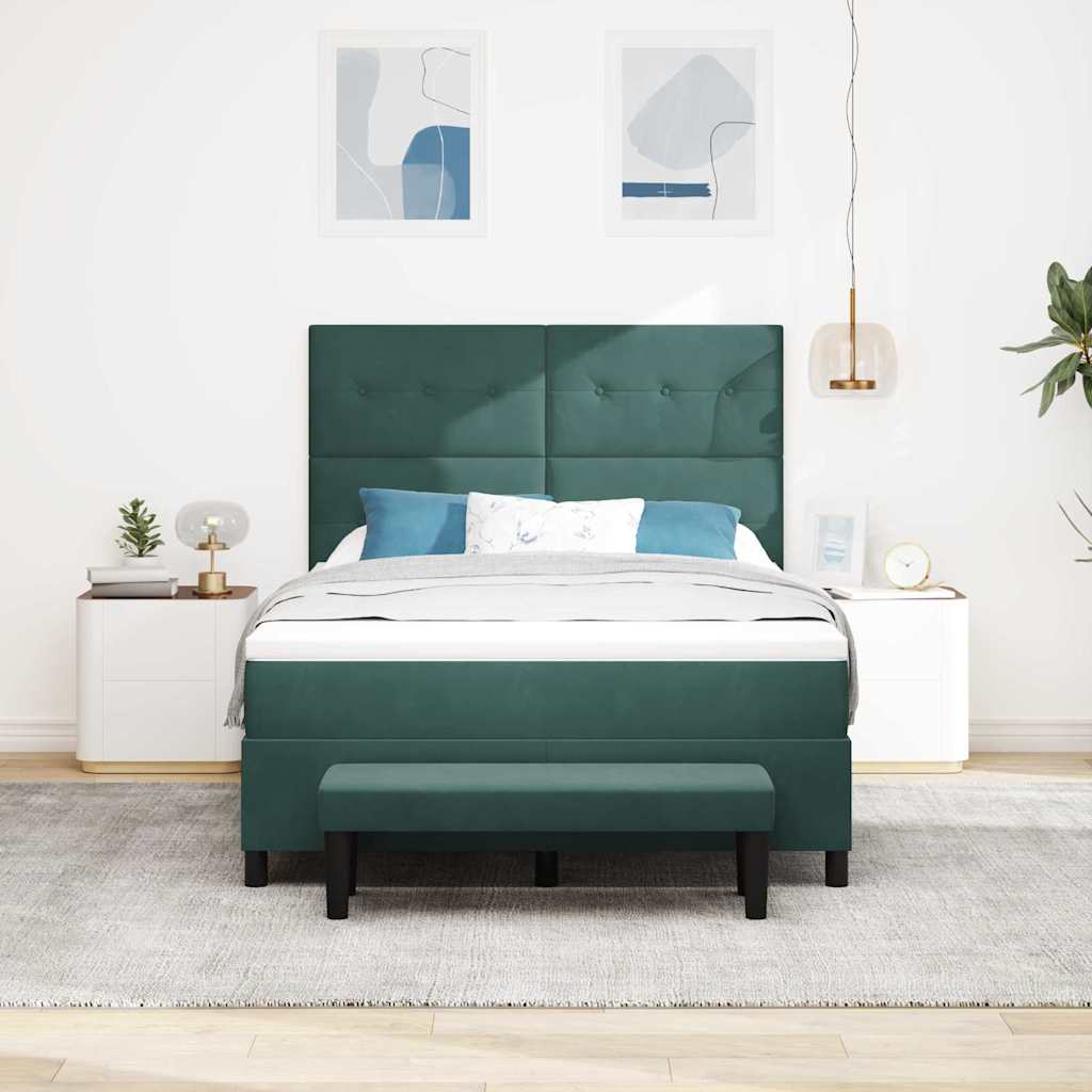 Letto a molle con testiera Verde scuro 200 x 140 cm Velluto | homemem39