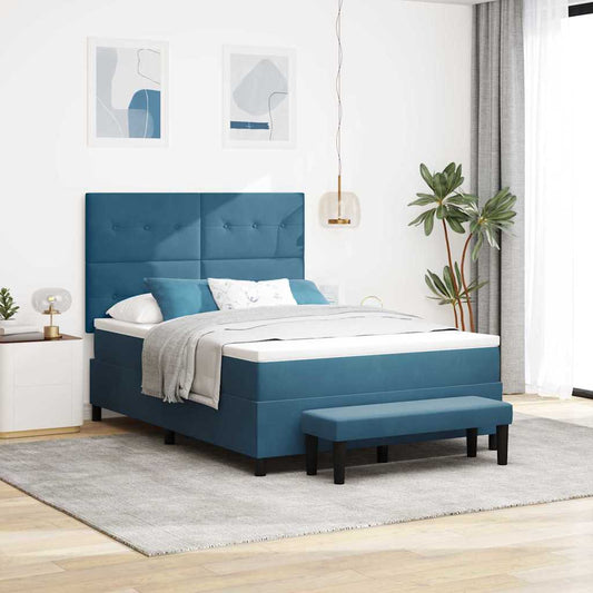 Letto a molle con testiera Blu scuro 200 x 140 cm Velluto | homemem39
