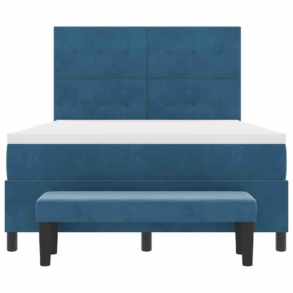 Letto a molle con testiera Blu scuro 200 x 140 cm Velluto | homemem39