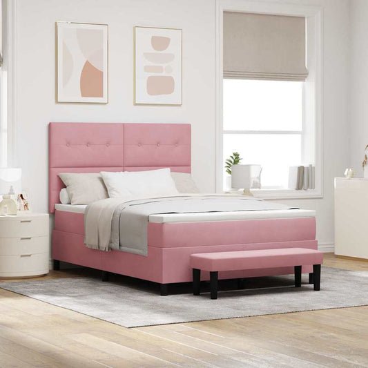 Letto a molle con cuscino Rosa 200 x 140 cm Velluto | homemem39