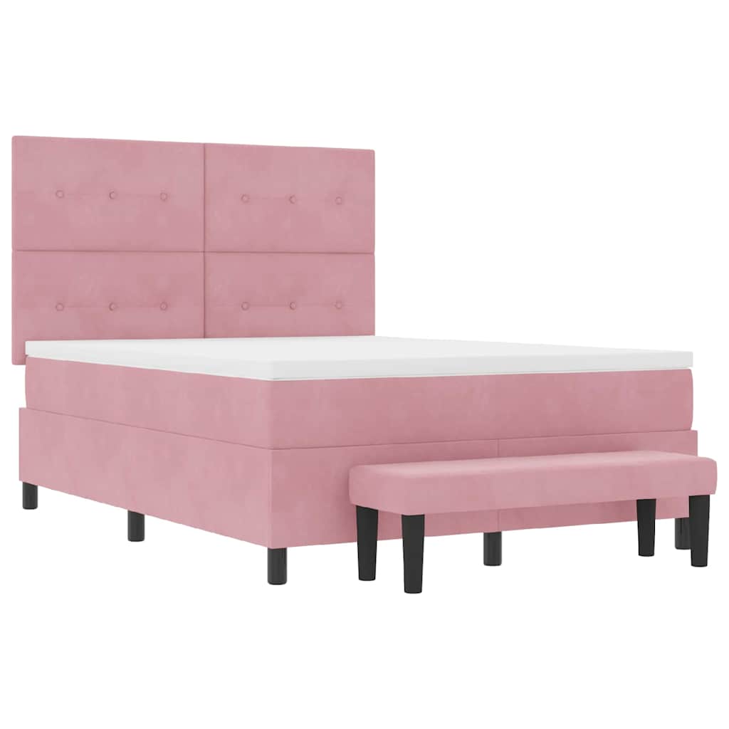Letto a molle con cuscino Rosa 200 x 140 cm Velluto | homemem39