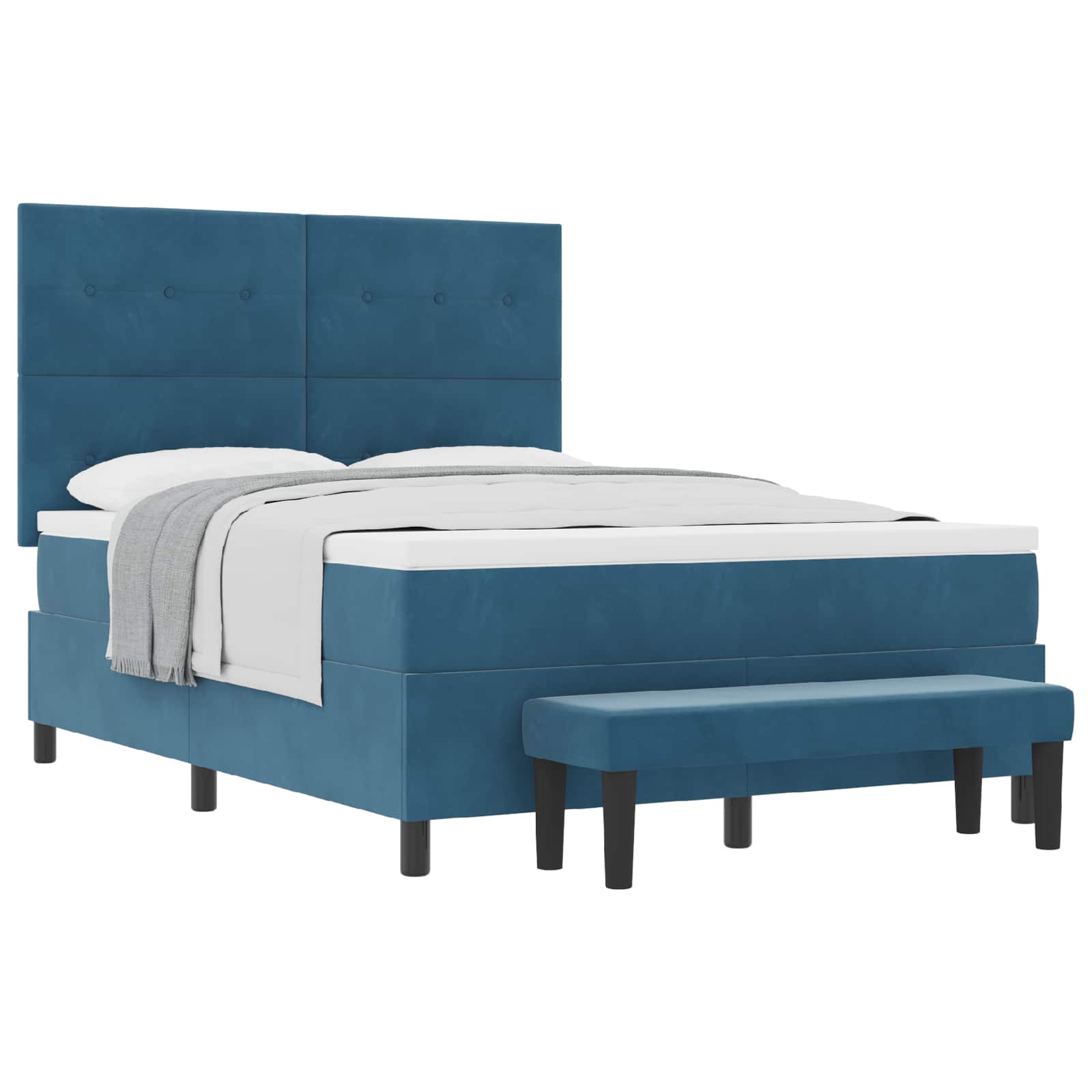 Letto a molle con testiera Blu scuro 200 x 160 cm Velluto | homemem39
