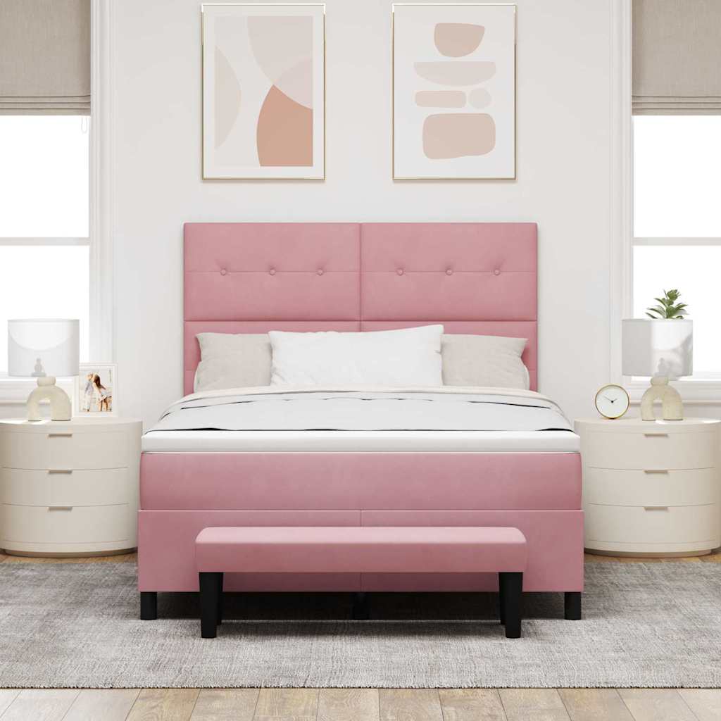 Letto a molle con testiera Rosa 200 x 160 cm Velluto | homemem39