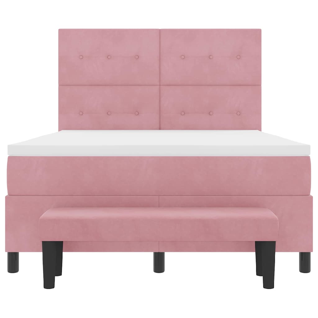 Letto a molle con testiera Rosa 200 x 160 cm Velluto | homemem39