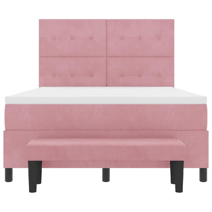 Letto a molle con testiera Rosa 200 x 160 cm Velluto | homemem39