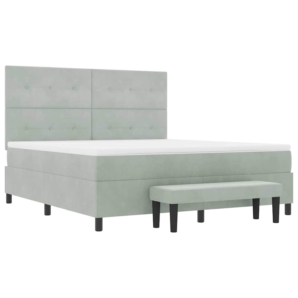 Letto a molle con materasso Grigio chiaro 180 x 200 cm Velluto