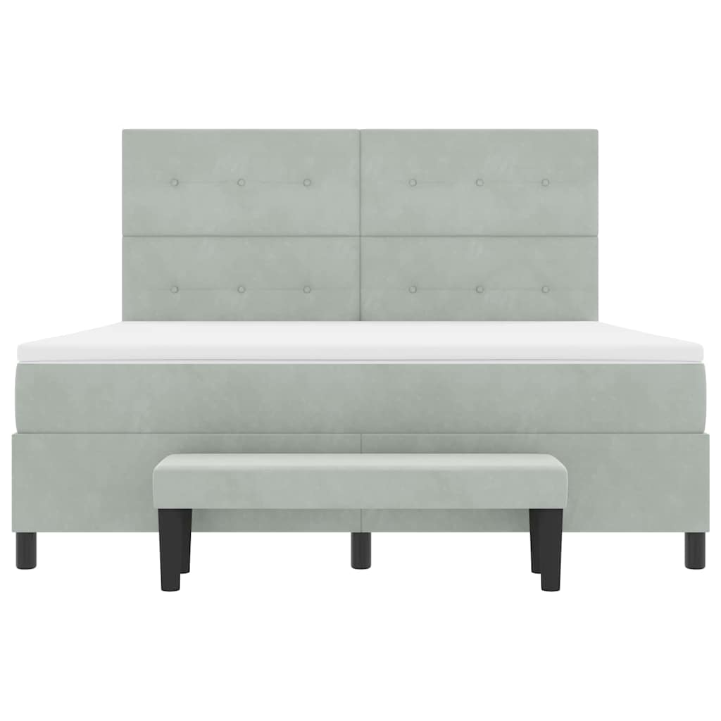 Letto a molle con materasso Grigio chiaro 180 x 200 cm Velluto