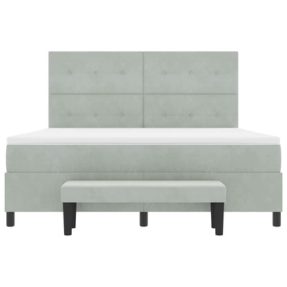 Letto a molle con materasso Grigio chiaro 180 x 200 cm Velluto