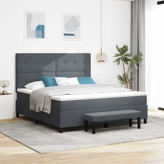 Letto a molle con testiera Grigio scuro 200 x 180 cm Velluto | homemem39