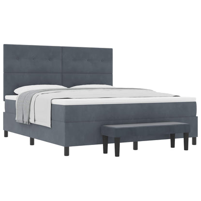 Letto a molle con testiera Grigio scuro 200 x 180 cm Velluto | homemem39