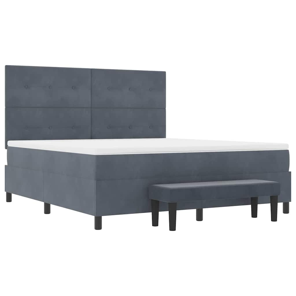 Letto a molle con testiera Grigio scuro 200 x 180 cm Velluto | homemem39