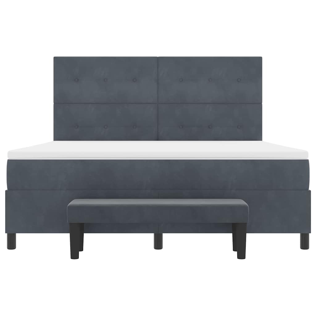 Letto a molle con testiera Grigio scuro 200 x 180 cm Velluto | homemem39