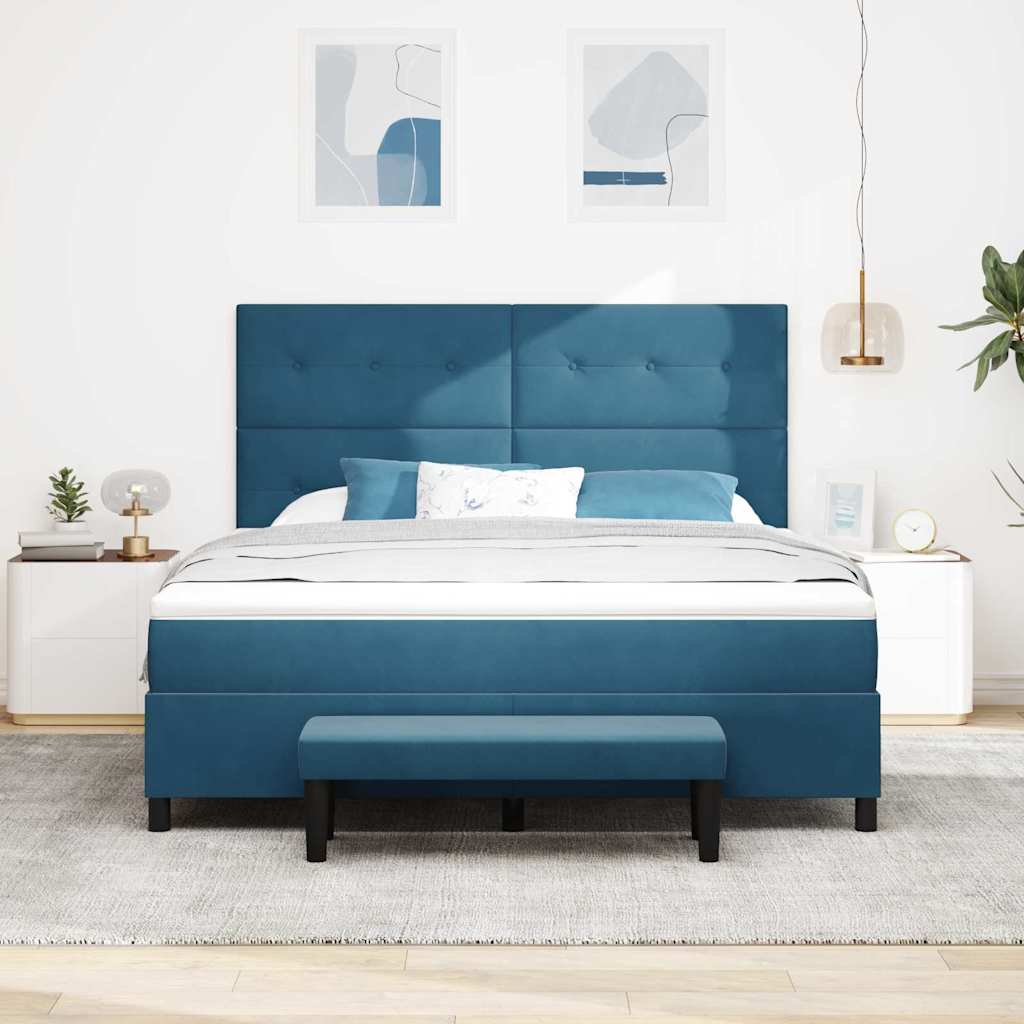 Letto a molle con testiera Blu scuro 200 x 180 cm Velluto | homemem39