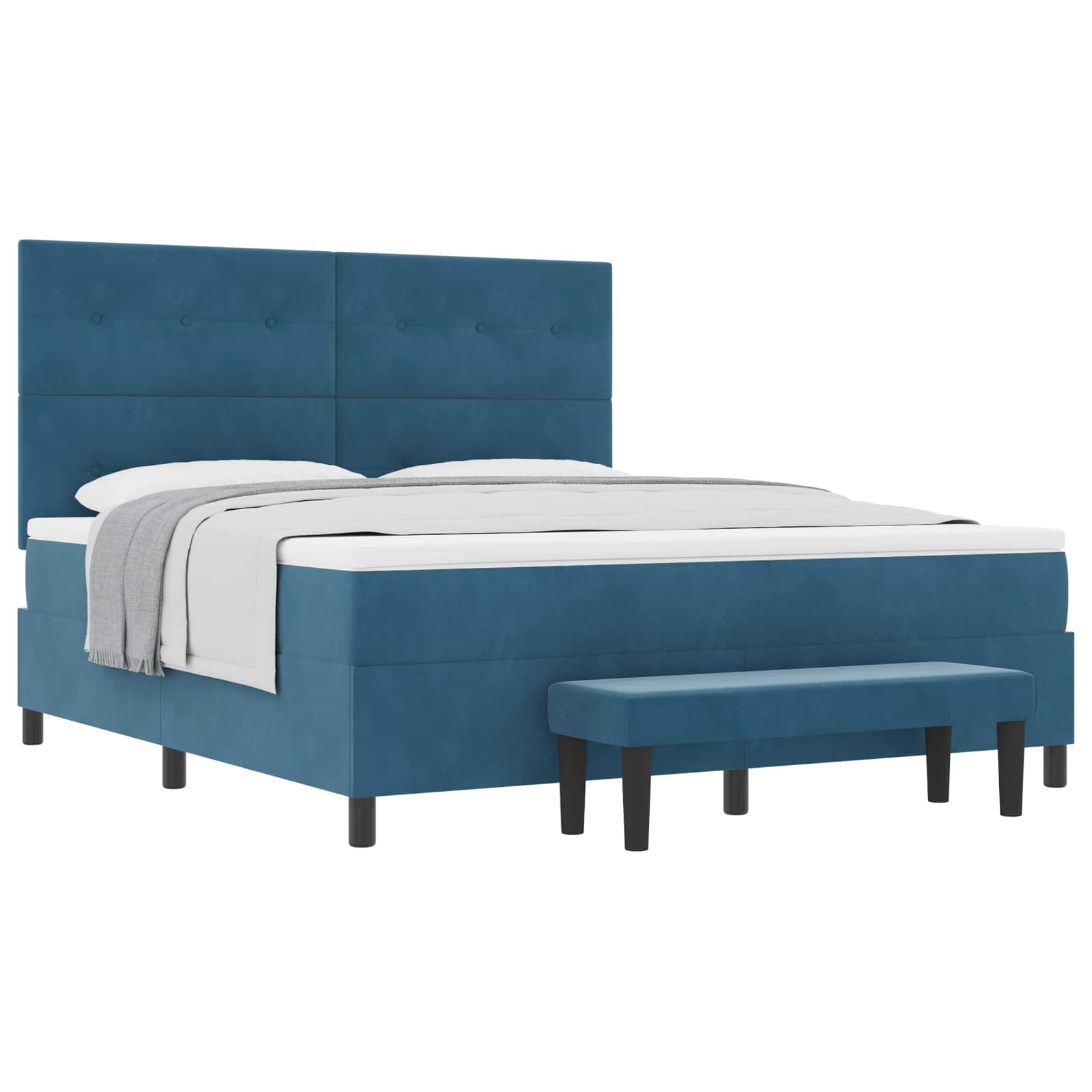 Letto a molle con testiera Blu scuro 200 x 180 cm Velluto | homemem39
