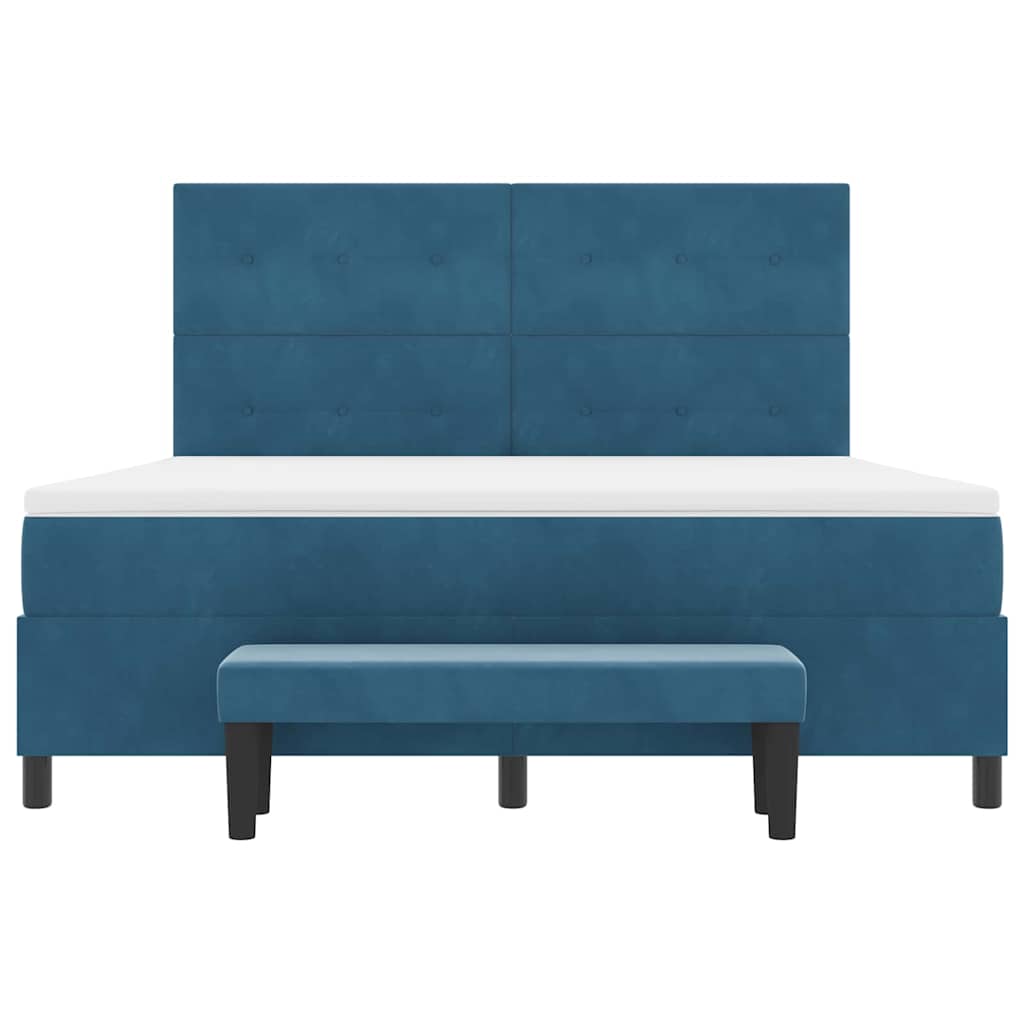 Letto a molle con testiera Blu scuro 200 x 180 cm Velluto | homemem39