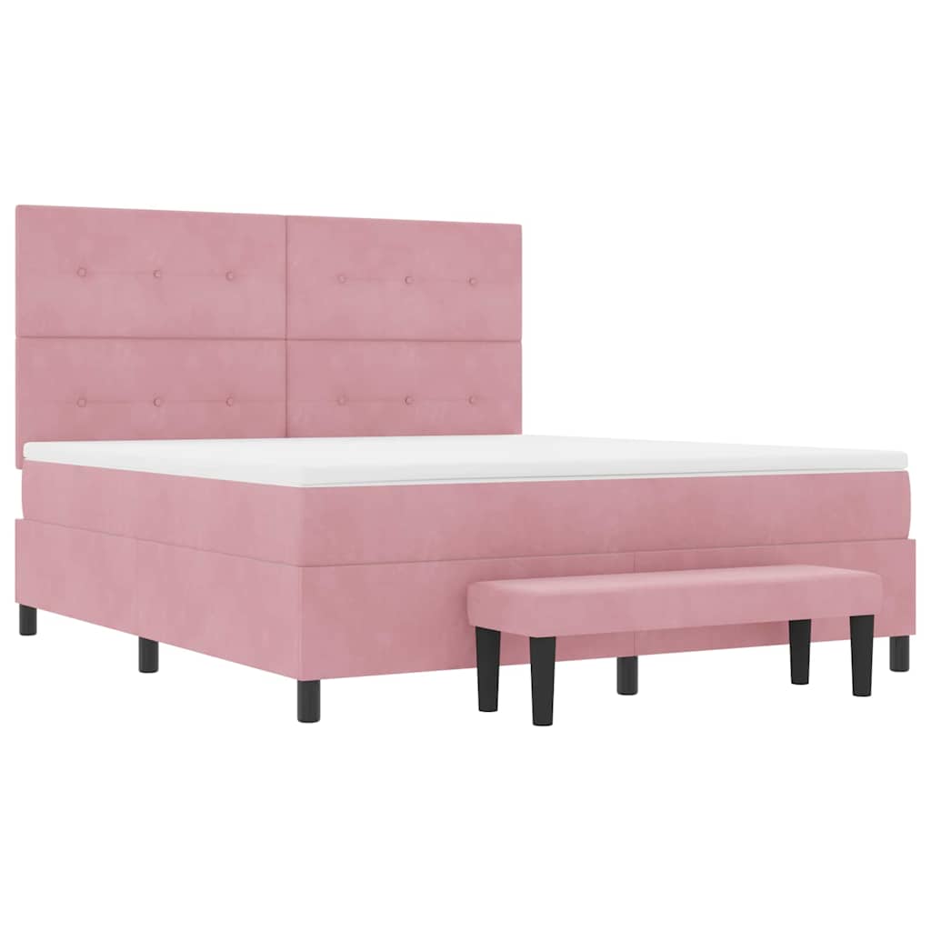 Letto a molle con testiera Rosa 200 x 180 cm Velluto | homemem39