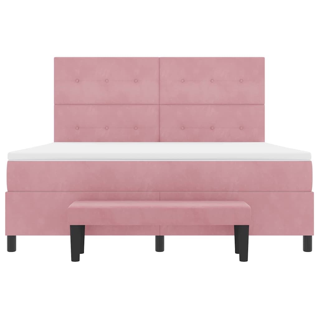 Letto a molle con testiera Rosa 200 x 180 cm Velluto | homemem39