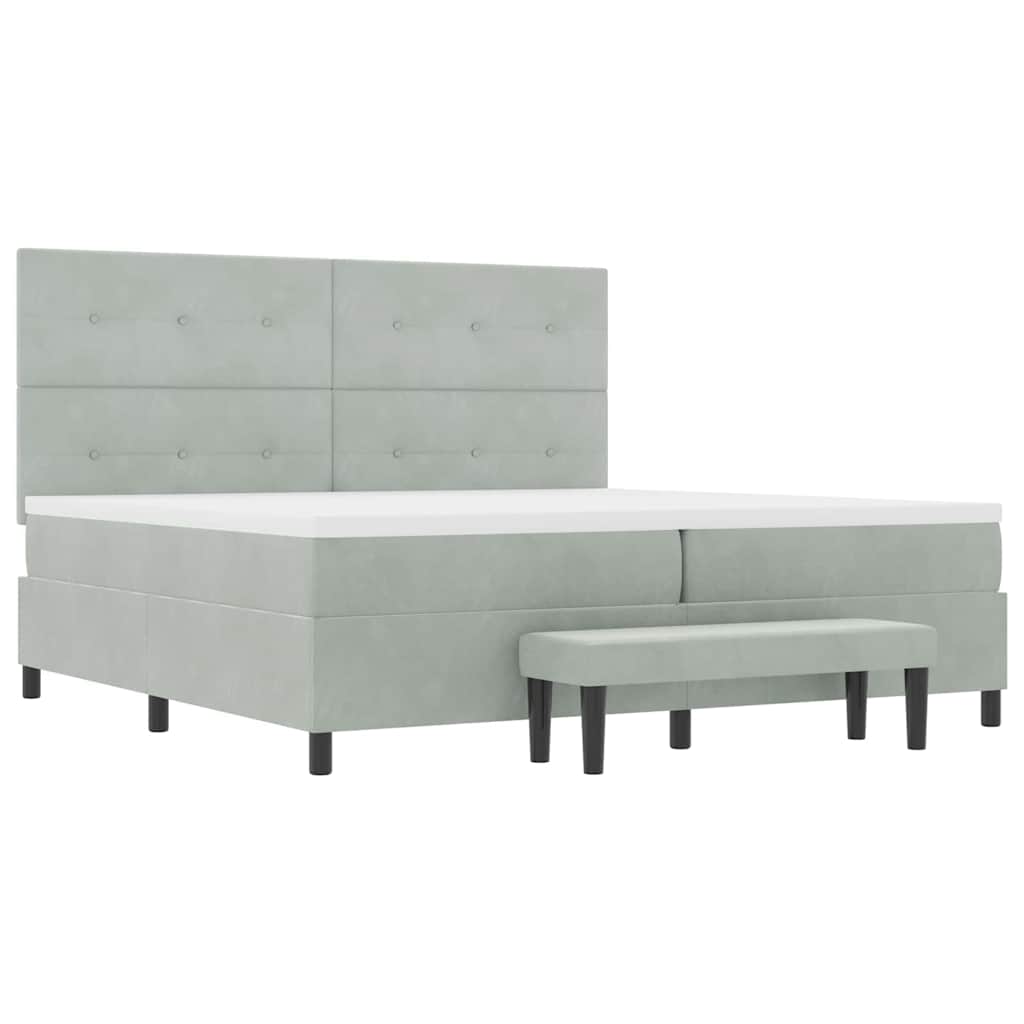 Letto a molle con materasso Grigio chiaro 200 x 200 cm Velluto