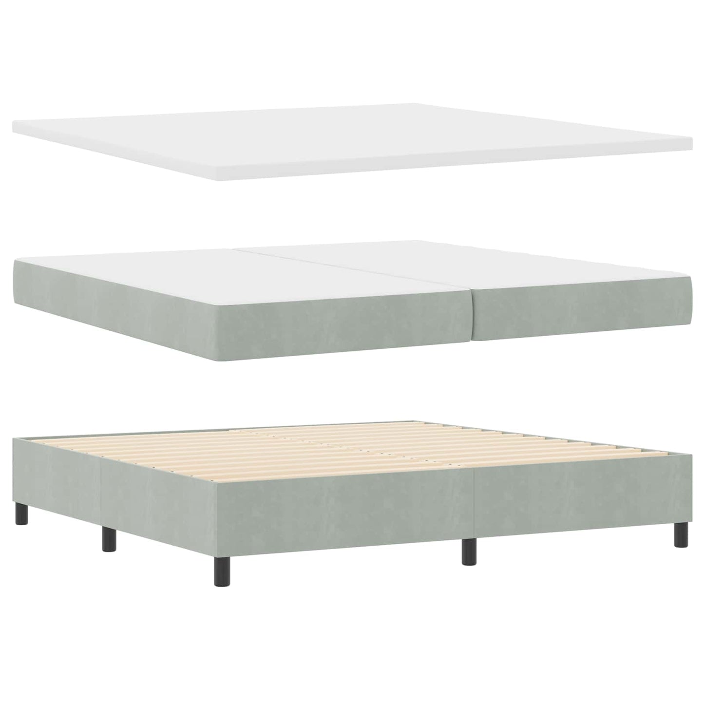 Letto a molle con testiera Grigio chiaro 200 x 200 cm Velluto | homemem39