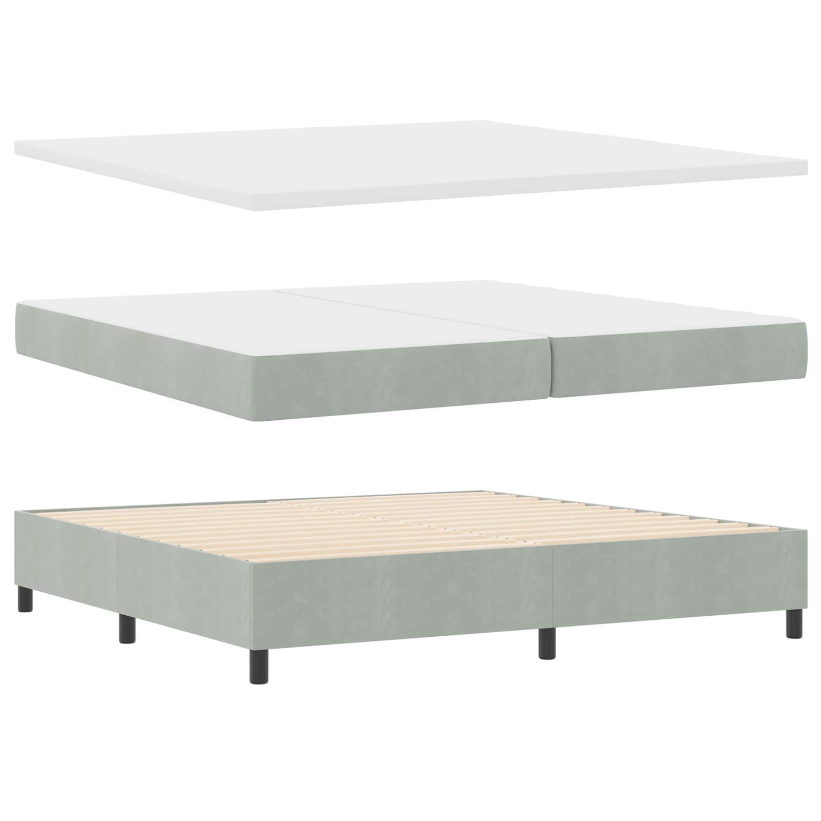 Letto a molle con testiera Grigio chiaro 200 x 200 cm Velluto | homemem39
