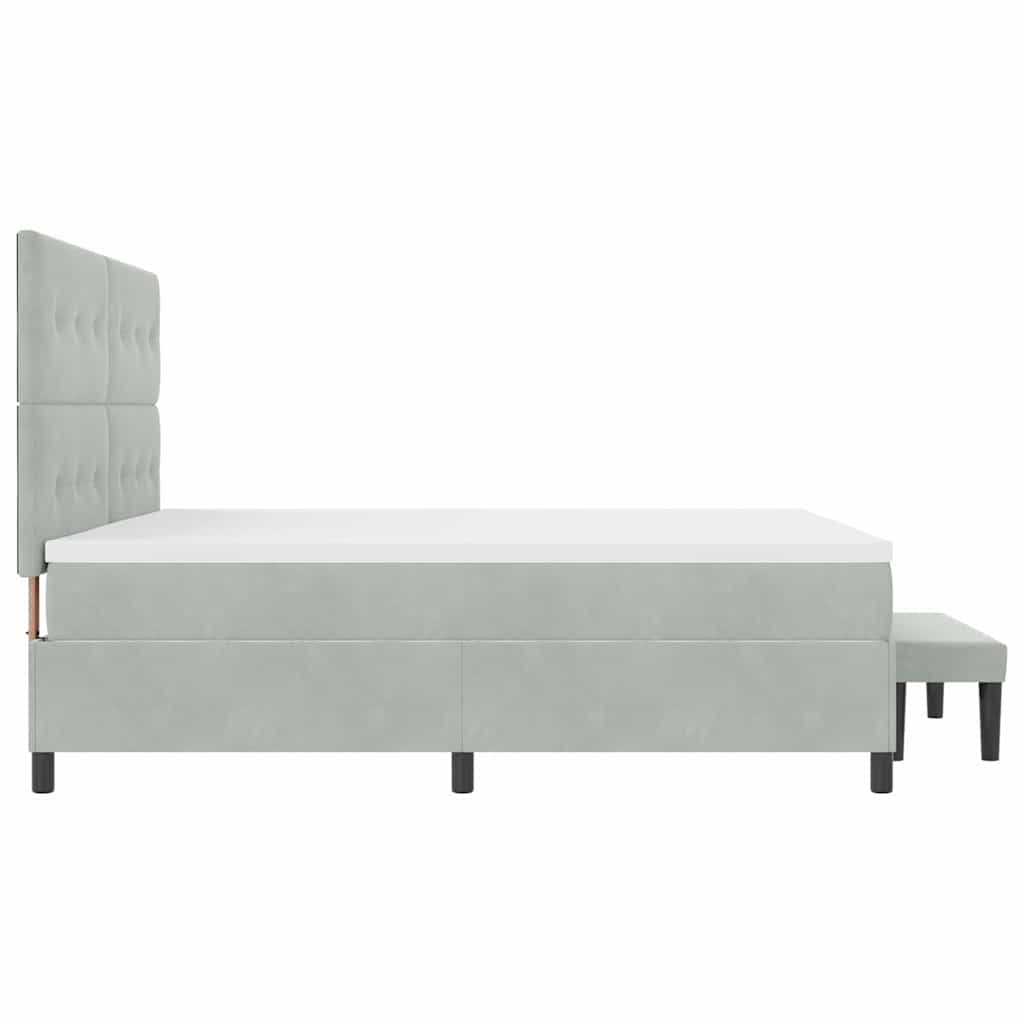 Letto a molle con materasso Grigio chiaro 200 x 200 cm Velluto