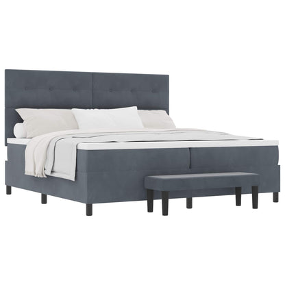 Letto a molle con materasso Grigio scuro 200 x 200 cm Velluto