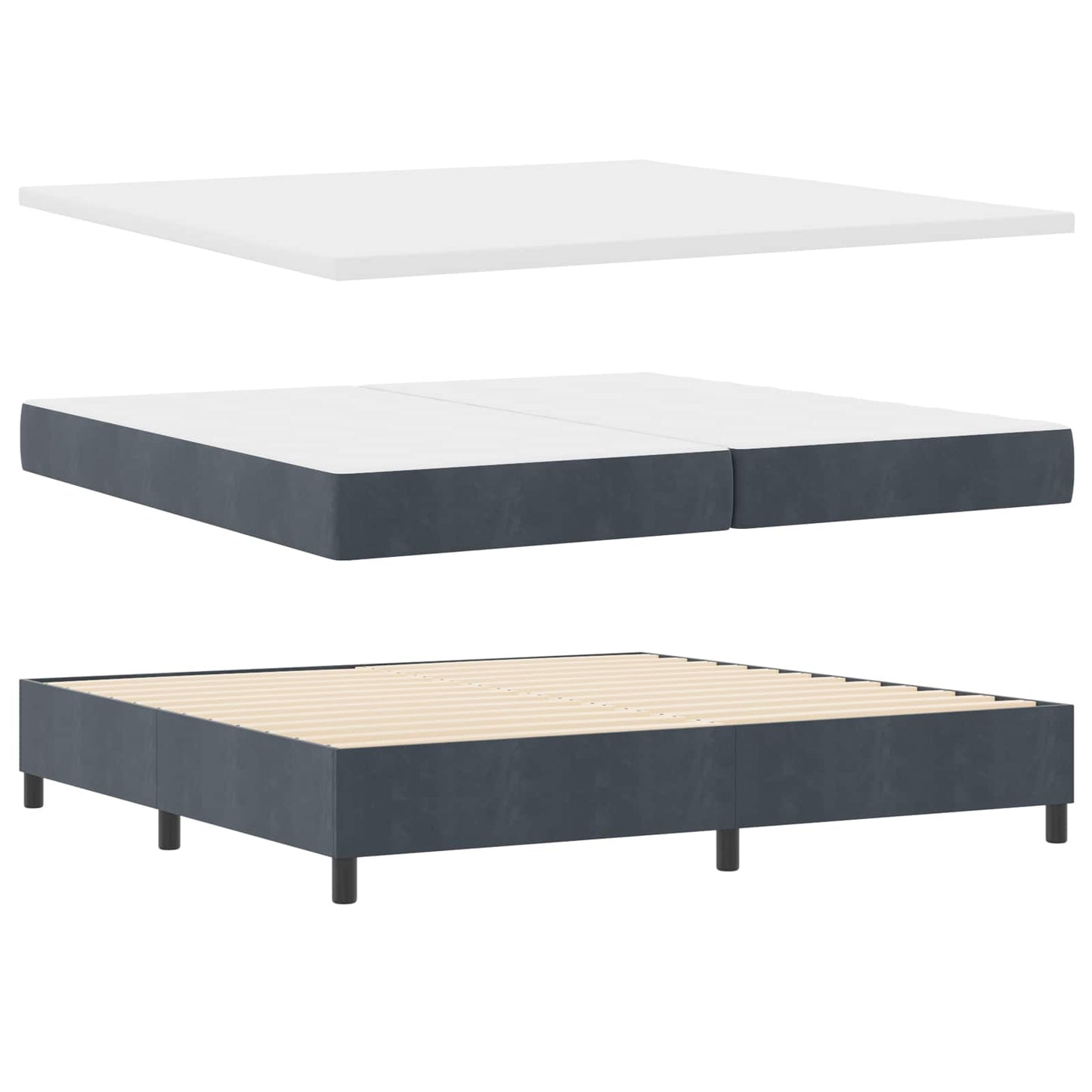 Letto a molle con testiera Grigio scuro 200 x 200 cm Velluto | homemem39