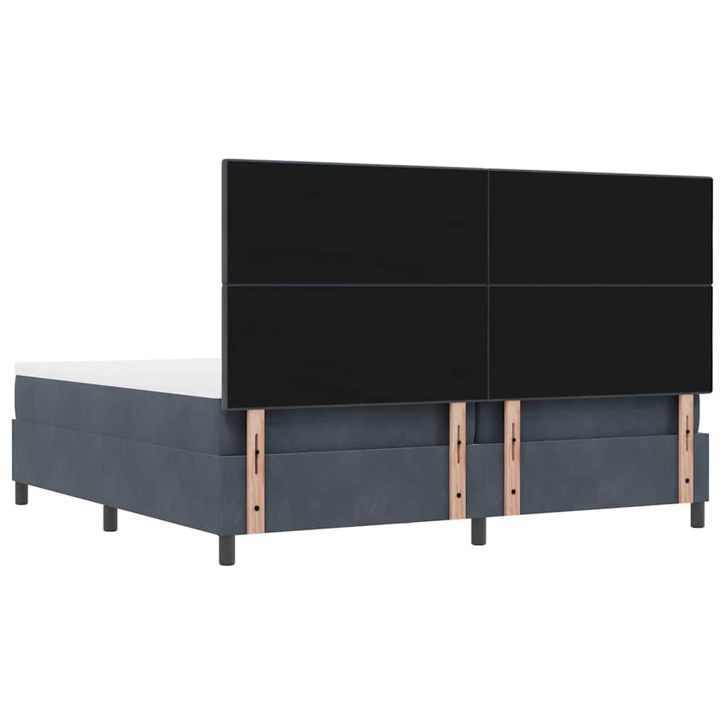 Letto a molle con materasso Grigio scuro 200 x 200 cm Velluto