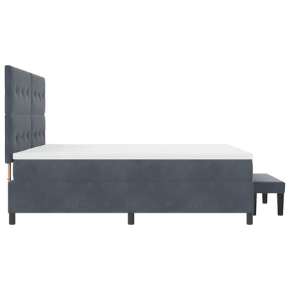 Letto a molle con materasso Grigio scuro 200 x 200 cm Velluto