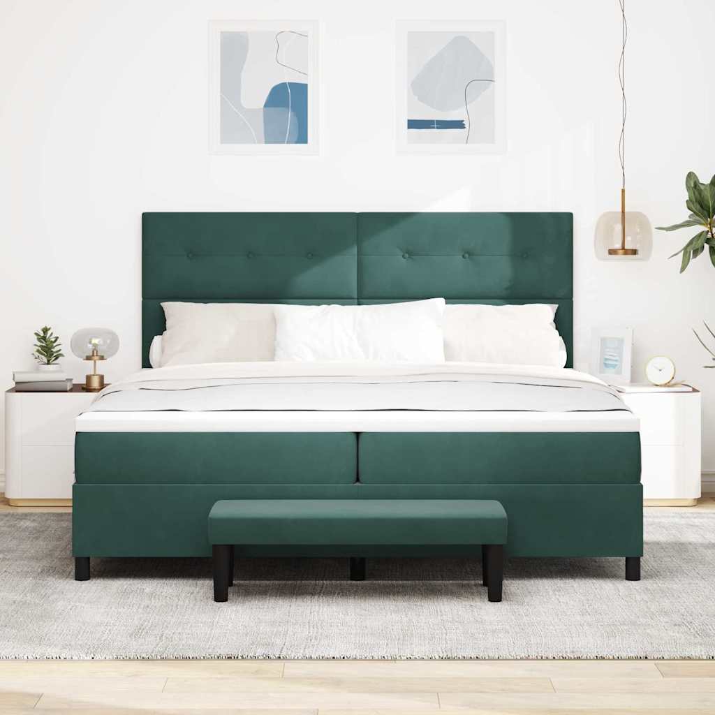 Letto a molle con testiera Verde scuro 200 x 200 cm Velluto | homemem39