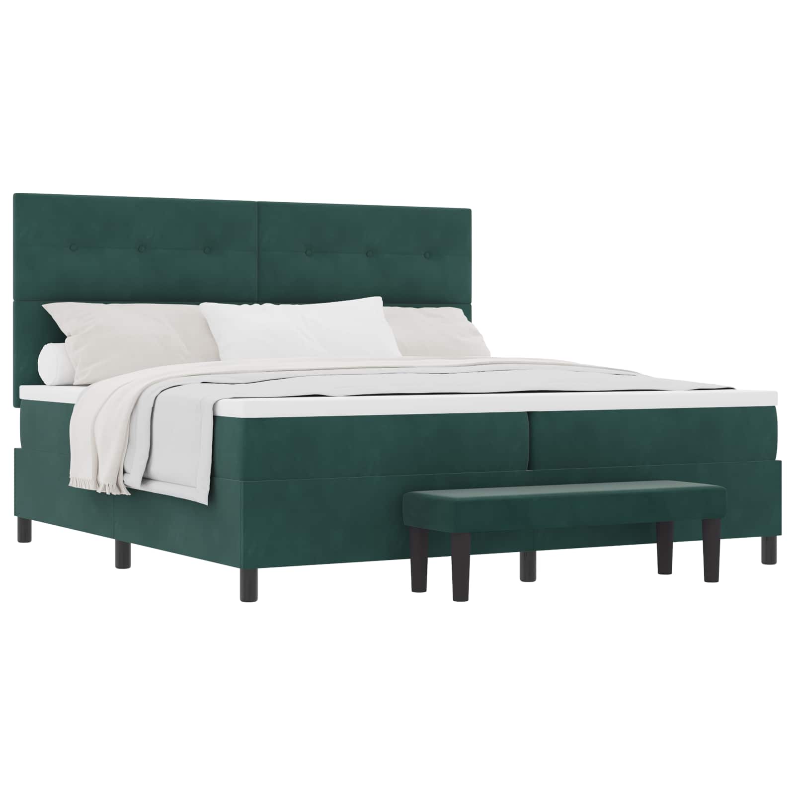 Letto a molle con testiera Verde scuro 200 x 200 cm Velluto | homemem39