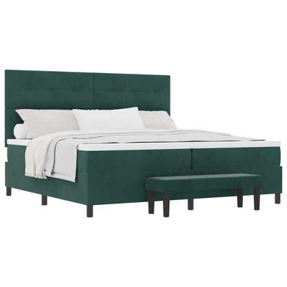 Letto a molle con testiera Verde scuro 200 x 200 cm Velluto | homemem39