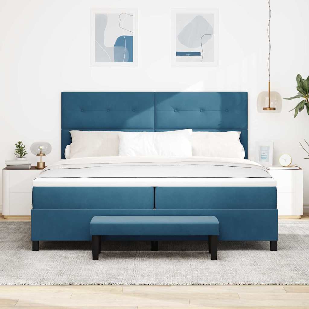 Letto a molle con testiera Blu scuro 200 x 200 cm Velluto | homemem39