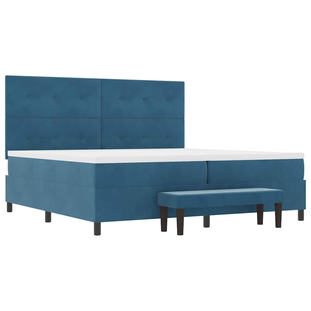 Letto a molle con testiera Blu scuro 200 x 200 cm Velluto | homemem39