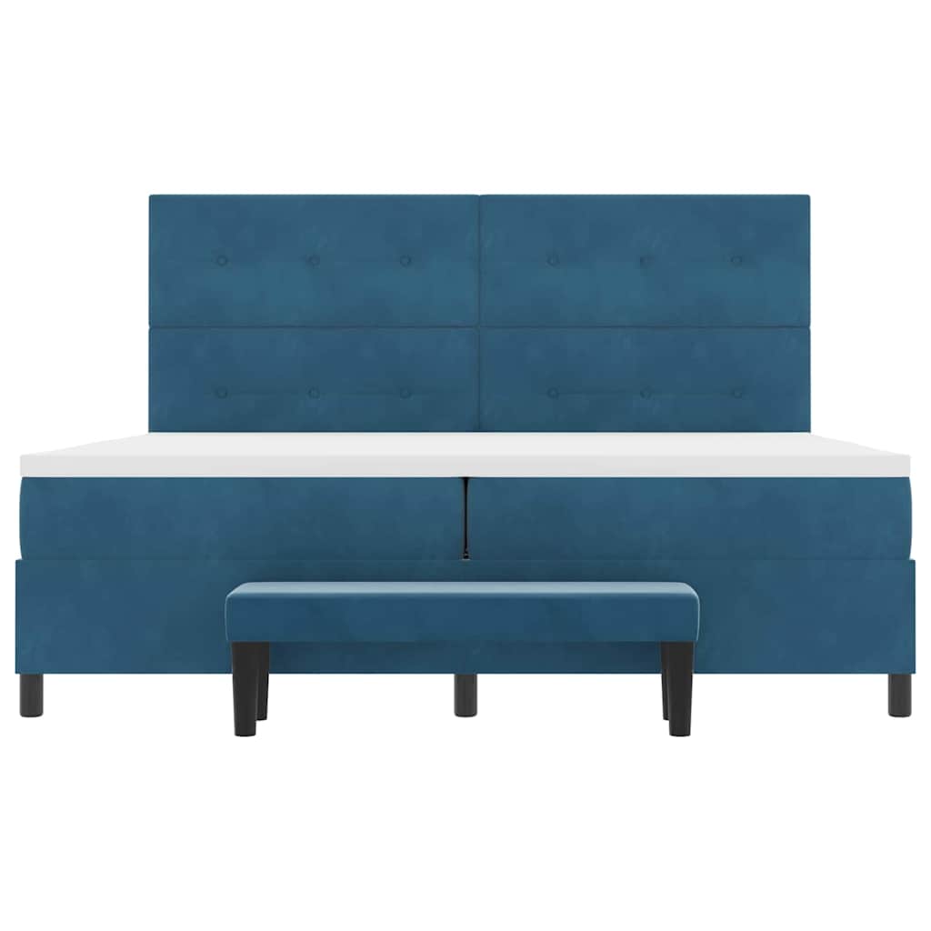 Letto a molle con testiera Blu scuro 200 x 200 cm Velluto | homemem39