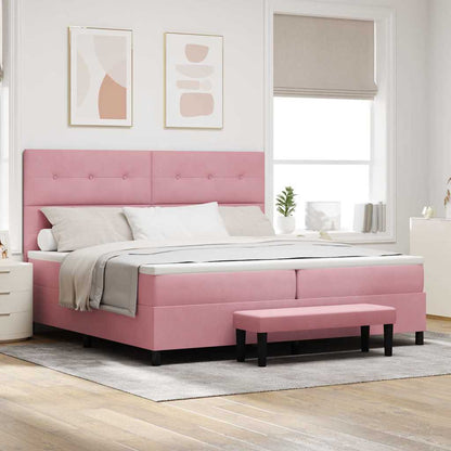 Letto a molle con testiera Rosa 200 x 200 cm Velluto | homemem39