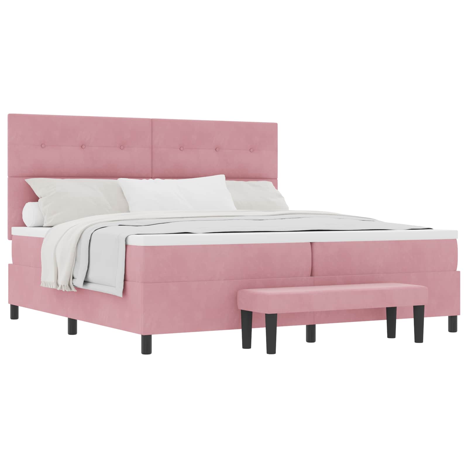 Letto a molle con testiera Rosa 200 x 200 cm Velluto | homemem39