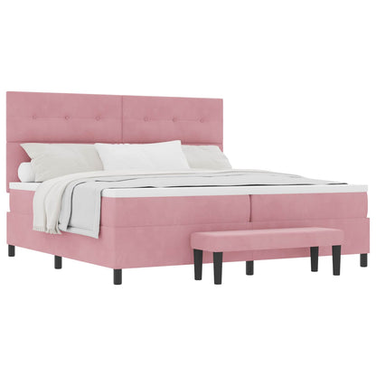 Letto a molle con testiera Rosa 200 x 200 cm Velluto | homemem39