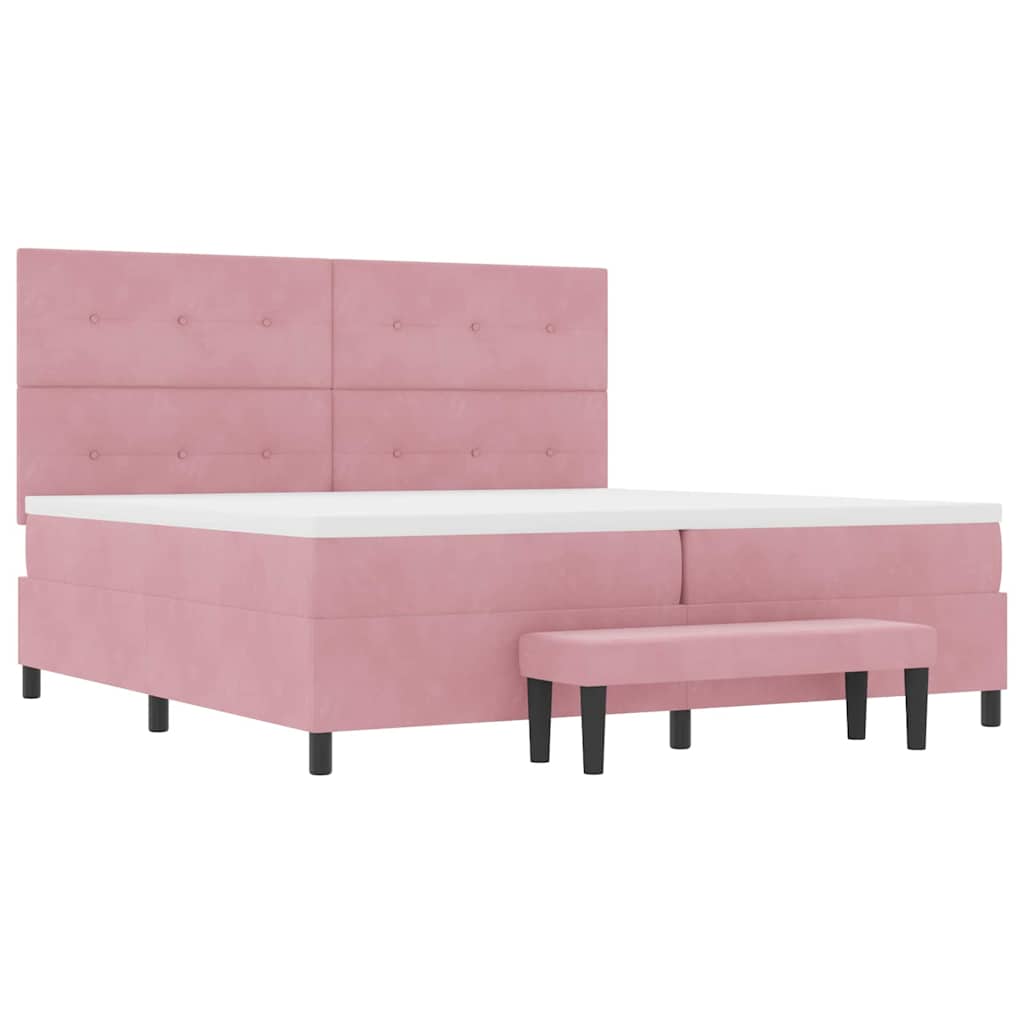 Letto a molle con testiera Rosa 200 x 200 cm Velluto | homemem39