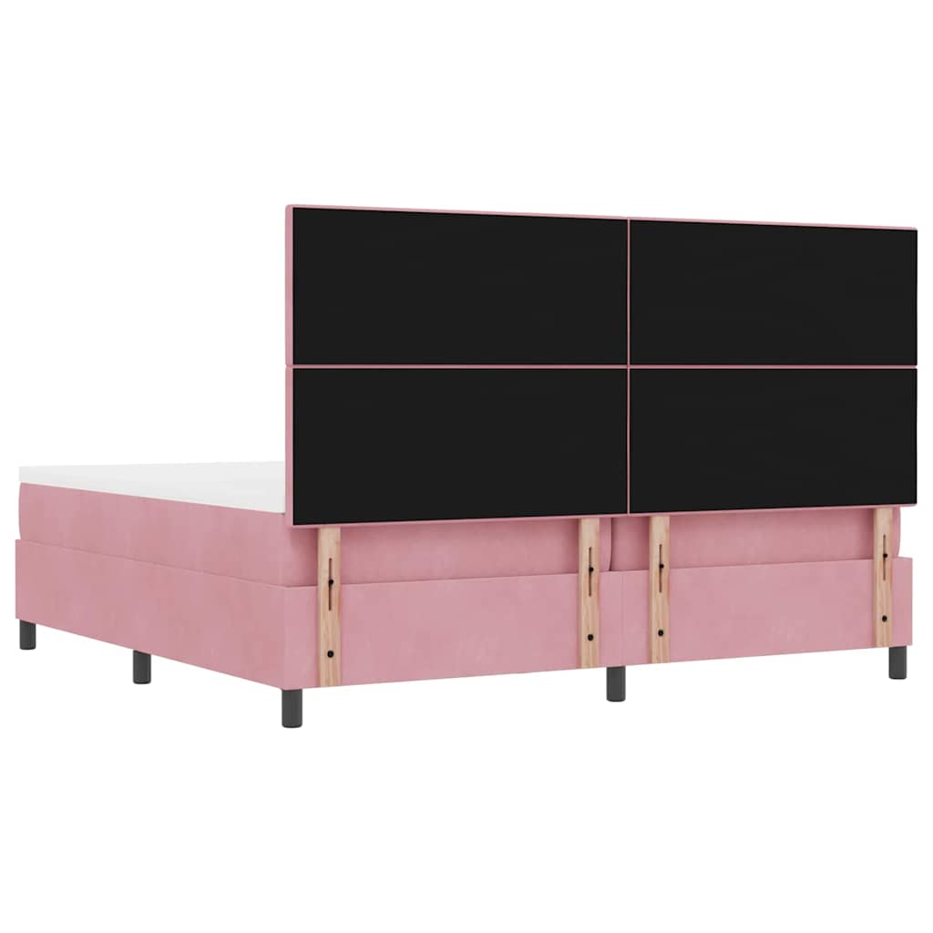 Letto a molle con testiera Rosa 200 x 200 cm Velluto | homemem39