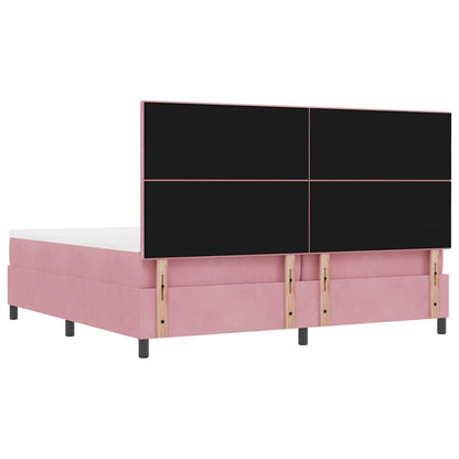 Letto a molle con testiera Rosa 200 x 200 cm Velluto | homemem39