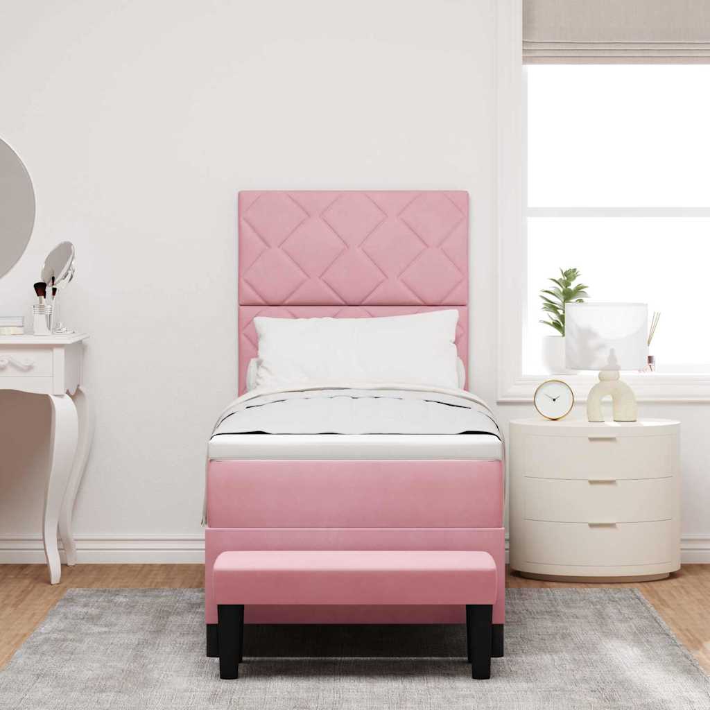 Letto a molle con testiera Rosa 200 x 80 cm Velluto | homemem39