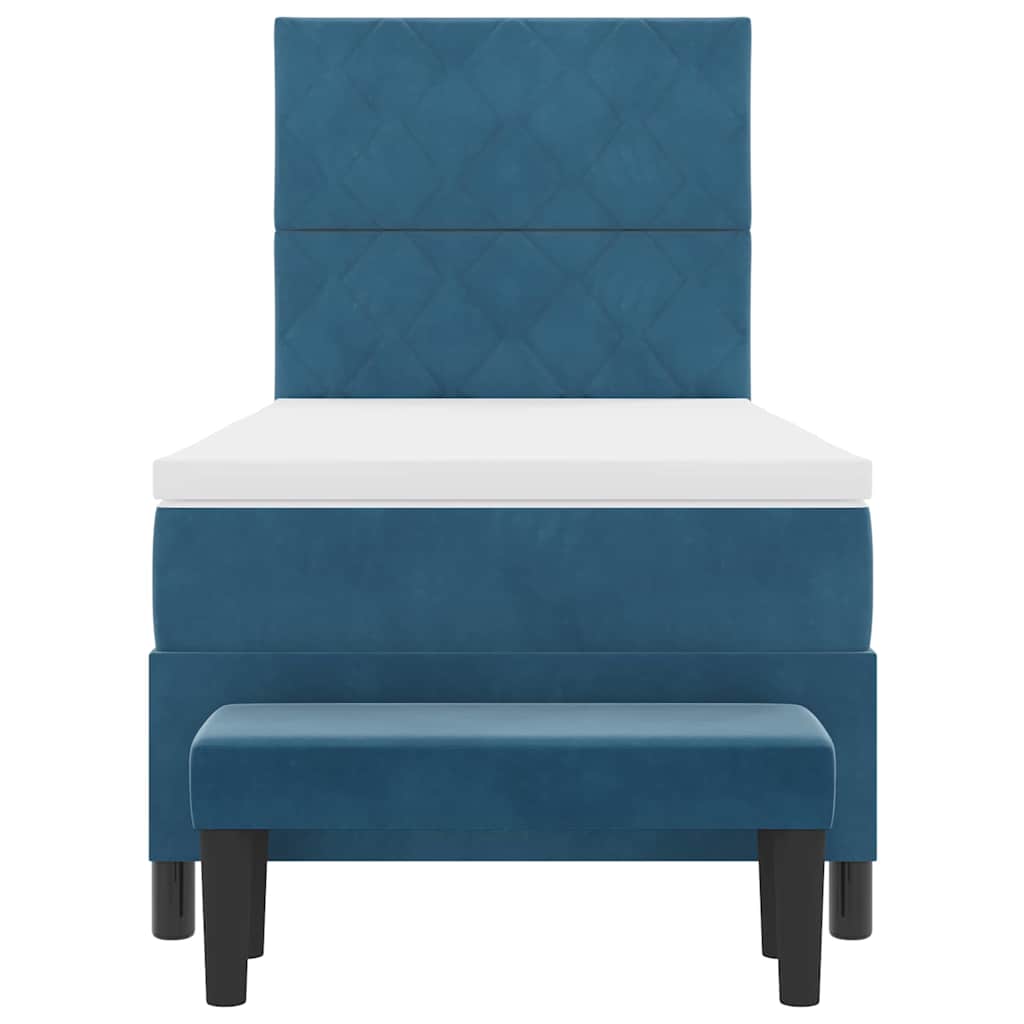 Letto a molle con testiera Blu scuro 190 x 90 cm Velluto | homemem39