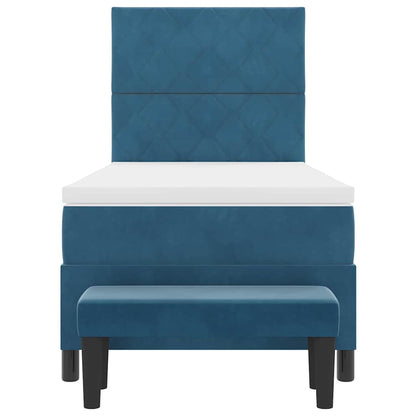 Letto a molle con testiera Blu scuro 190 x 90 cm Velluto | homemem39