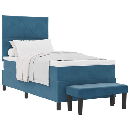 Letto a molle con testiera Blu scuro 200 x 90 cm Velluto | homemem39