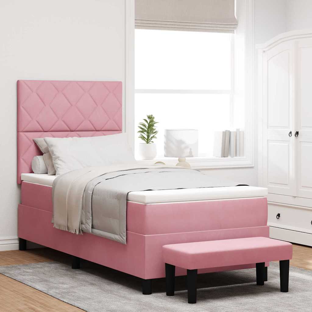 Letto a molle con testiera Rosa 200 x 90 cm Velluto | homemem39