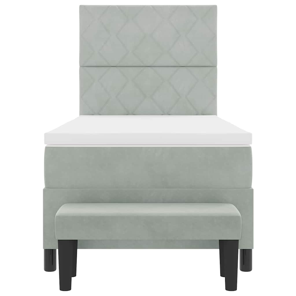 Letto a molle con materasso Grigio chiaro 100 x 200 cm Velluto