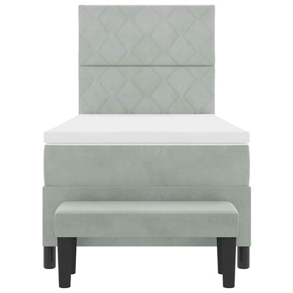 Letto a molle con materasso Grigio chiaro 100 x 200 cm Velluto