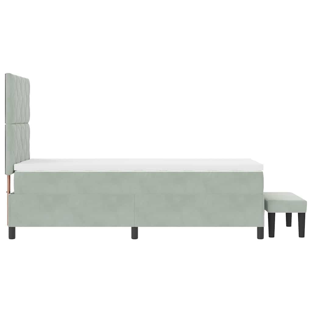Letto a molle con materasso Grigio chiaro 100 x 200 cm Velluto